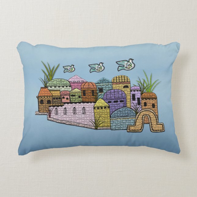 Almofada Decorativa Paz sobre o travesseiro de Jerusalem (Frente)