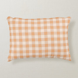 Almofada Decorativa Peach White Checkered Gingham Patterno