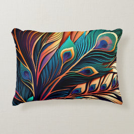 Almofada Decorativa Peacock Colorido, Estilo Art Deco