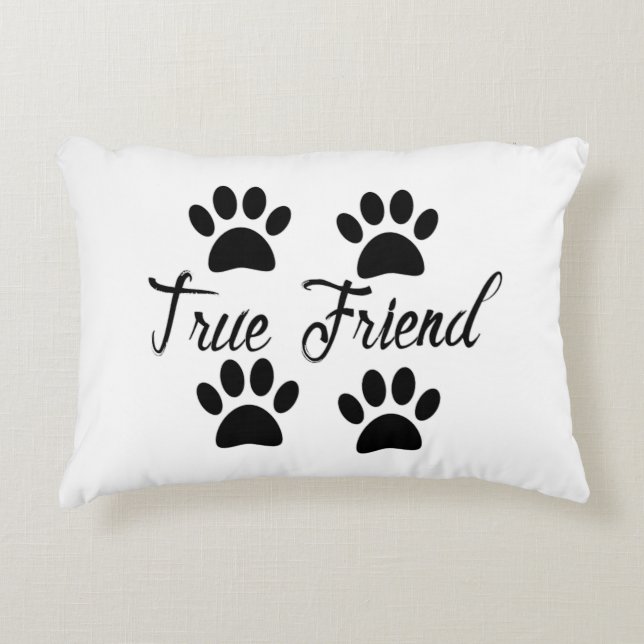 Almofada Decorativa Pegada de Pata de Cachorro Amigos Verdadeiros Text (Frente)