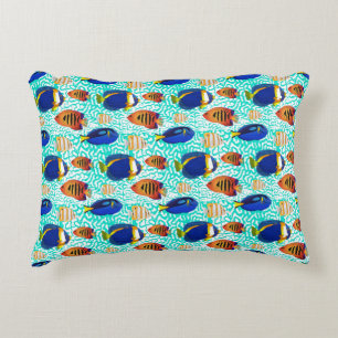 Almofada Decorativa Peixes de Aquário Tropical Coloridos em Padrões de