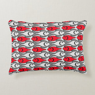 Almofada Decorativa Peixes modernos do meio século, vermelho e