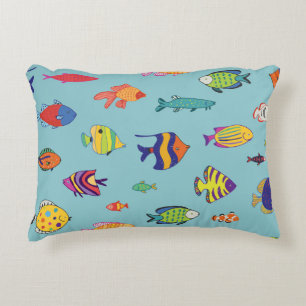 Almofada Decorativa Peixes tropicais, padrão de linha de colheita