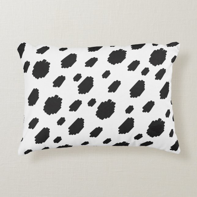 Almofada Decorativa Pelo de Vaca Preto Branco Pontos (Frente)