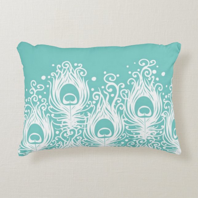 Almofada Decorativa Penas macias do pavão (Frente)