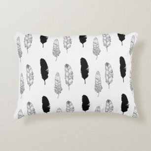 Almofada Decorativa Penas preto e branco