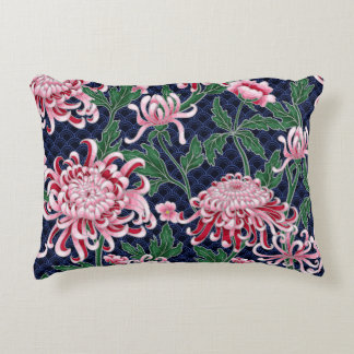 Almofada Decorativa Peões de Chrysanthemum Japoneses Padrão de Vintage