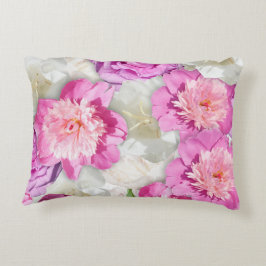 Almofada Decorativa Peônia Rosa Branca Rosa - Floral Romântica