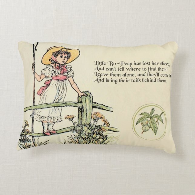 Almofada Decorativa Pequeno Bo-Peep: Classic Kate Greenaway Nursery (Verso)