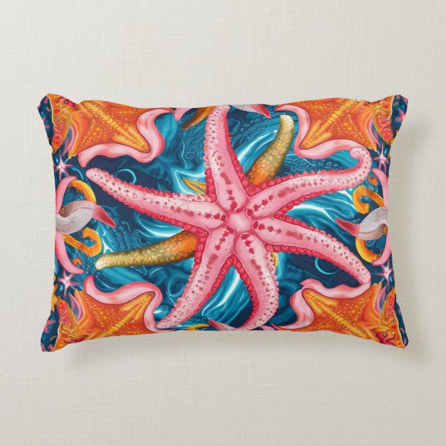 Almofada Decorativa Pequeno peixe-estrela rosa-claro (Frente)