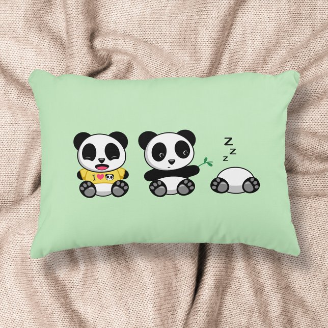 Almofada Decorativa Pequenos Pandas Bonitos em Verde (Criador carregado)