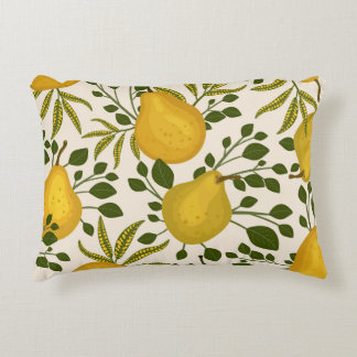 Almofada Decorativa Peras Amarelas Deixam o Fundo Branco