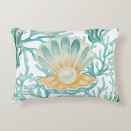 Almofada Decorativa Pérola de Concha em Aquarela Azul