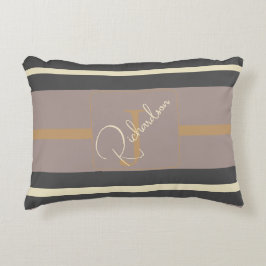 Almofada Decorativa Personalizado Moderno Neutro Chic com Listra Bege