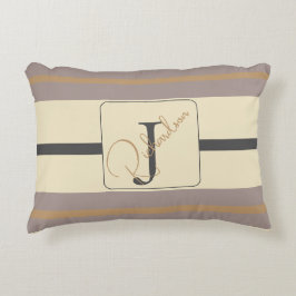 Almofada Decorativa Personalizado Taupe Listra Dourada Moderno Neutro