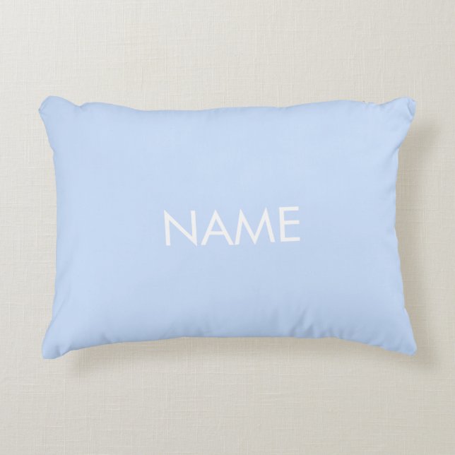 Almofada Decorativa Personalizar com nome, texto mínimo azul-claro (Frente)