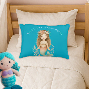 Almofada Decorativa Personalize Boho Girl Sereia Azul Turquesa Redondo