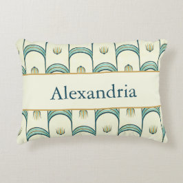 Almofada Decorativa Personalized Art Deco Teal & Gold Geometric