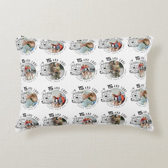 Almofada Decorativa Personalized Grandson Birthday Photo Gifts (Frente)