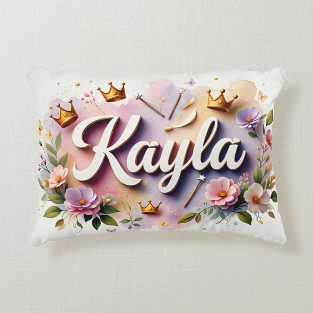 Almofada Decorativa Personalized  Princess Floral Name  (Frente)