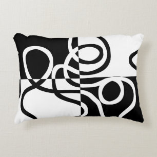 Almofada Decorativa Persuasão linear II: Abstrato preto e branco