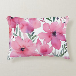 Almofada Decorativa Pétalas Cor-de-Rosa | Flores Pintadas em Aquarela 