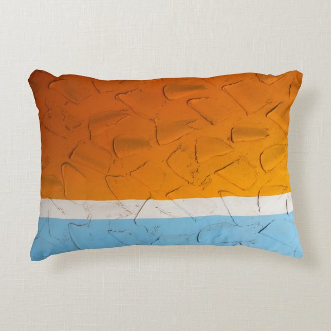 Almofada Decorativa Photo of orange, white, and blue artwork (Frente)