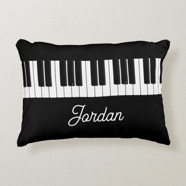 Almofada Decorativa Piano Keyboard Pianist Travesseiro com Nome (Frente)