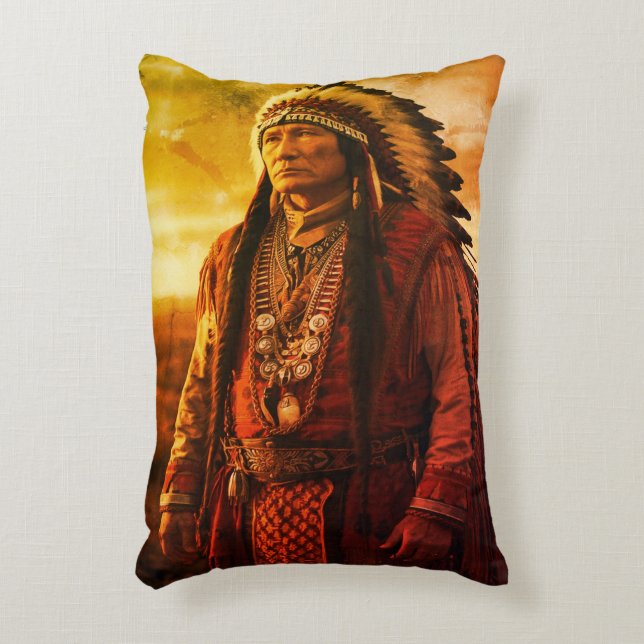 Almofada Decorativa Picture of Native American Indian Tribe Shoulder (Frente(Vertical))