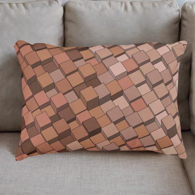 Almofada Decorativa Pílula Geométrica 3D do Cubo Trendy Mocha Mousse (Criador carregado)