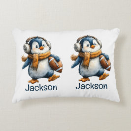 Almofada Decorativa Pinguim de Futebol de Inverno Personalizado para C