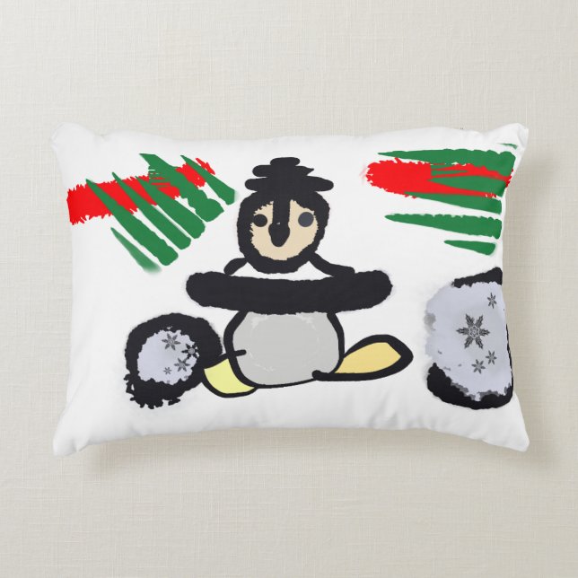 Almofada Decorativa Pinguim rock Natal  (Frente)