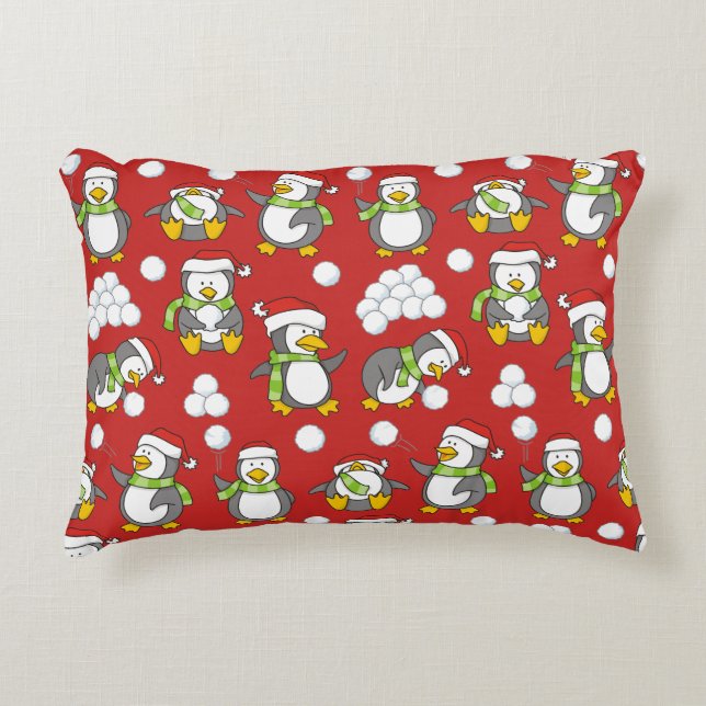 Almofada Decorativa Pinguins de Natal (Frente)