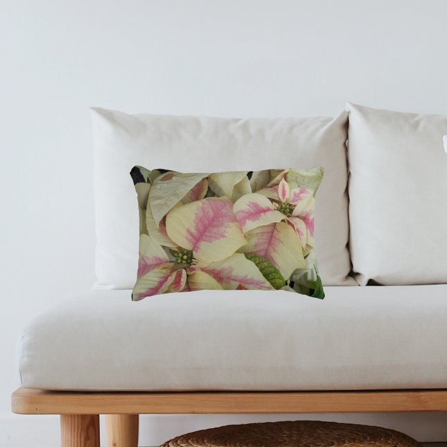 Almofada Decorativa Pink and Cream Marble Poinsettias Floral (In Situ Sofa)
