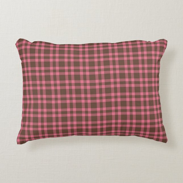 Almofada Decorativa Pink Brown Plaid Pattern (Frente)