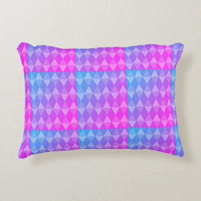 Almofada Decorativa Pink, Purple, Blue Diamond Pattern (Frente)
