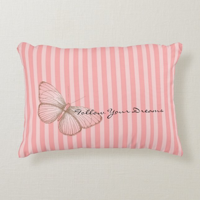 Almofada Decorativa Pink Stripes with Butterfly (Frente)