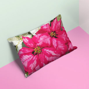 Almofada Decorativa Pink Variegated Poinsettias Holiday