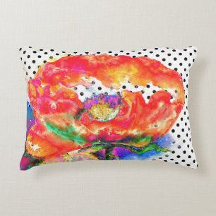 Almofada Decorativa Pintor aquoso vermelho, abstrato floral