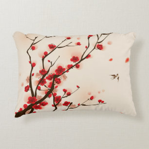 Almofada Decorativa Pintura asiática do estilo, flor da ameixa no