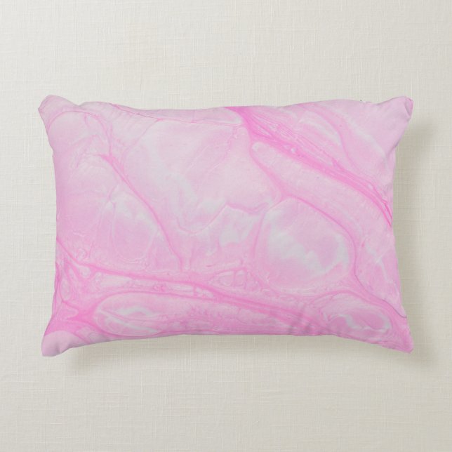 Almofada Decorativa Pintura de abstrato branco e rosa (Frente)