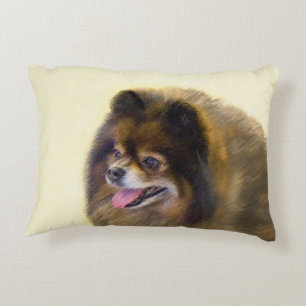 Almofada Decorativa Pintura de Cão Original Pomerana de Preto e Tan