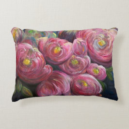 Almofada Decorativa Pintura de flor de exuberância rosa