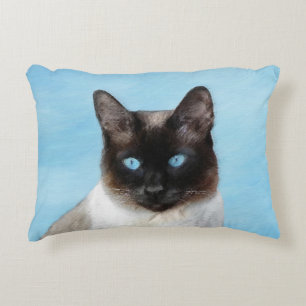 Almofada Decorativa Pintura de Gatos Siameses - Arte de Gato Original