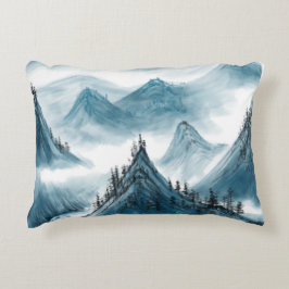 Almofada Decorativa Pintura de Paisagem de Paisagem Branca Clássica Az