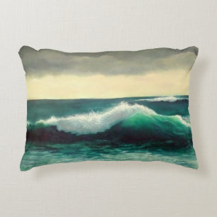 Almofada Decorativa Pintura de paisagem marinha com onda crestando, Ma