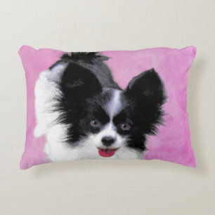 Almofada Decorativa Pintura de Papillon (Branco e Preto) - Arte Canina