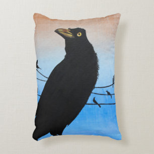 Almofada Decorativa Pintura de pássaro selvagem Grackle Austin Texas