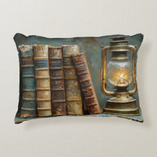 Almofada Decorativa Pintura de Pilha de Livros Antigos Parede de Bibli