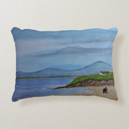 Almofada Decorativa Pintura em aquarela de um dia romântico na praia